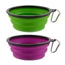 Large Collapsible Dog Bowls, 34oz Portable Foldable Travel Water Bowl Food Dishes with Carabiner Clip for Traveling, Hik
