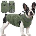 SAWMONG Windproof Waterproof Dog Coat, Reflective Dog Jacket with Built-in Harness, Fleece Lined Cold Weather Coat with 