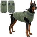 SAWMONG Windproof Waterproof Dog Coat, Reflective Dog Jacket with Built-in Harness, Fleece Lined Cold Weather Coat with 